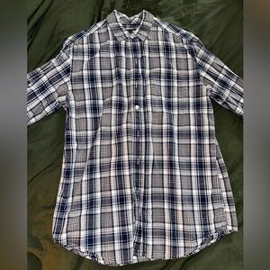 Grey / Blue Plaid Button Up Shirt - Club Room